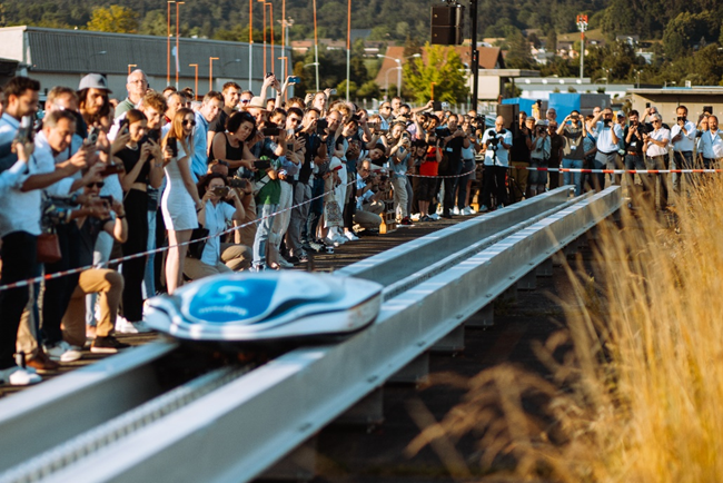 Swissloop prototype at the Rollout Event in Zurich 2023