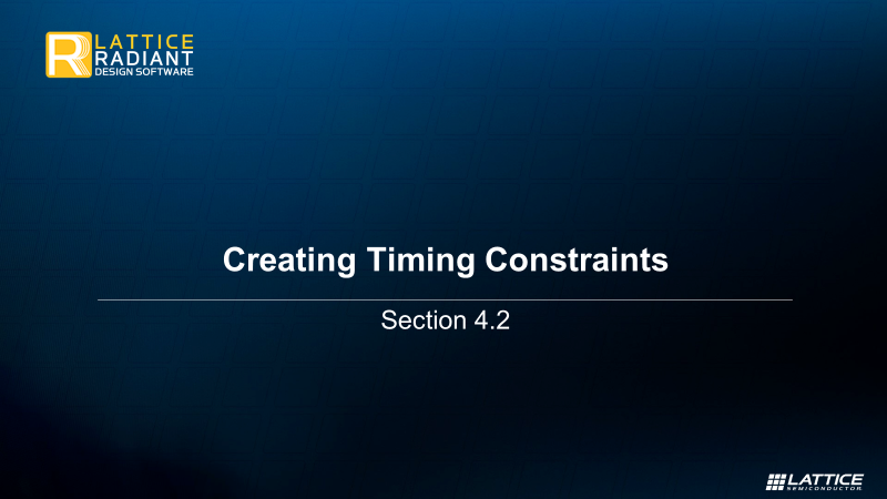4.2 Creating Timing Constraints